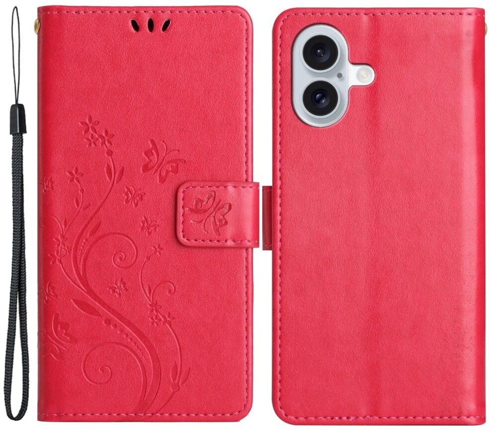 Trolsk Imprint Flower Wallet (iPhone 16) - RØd