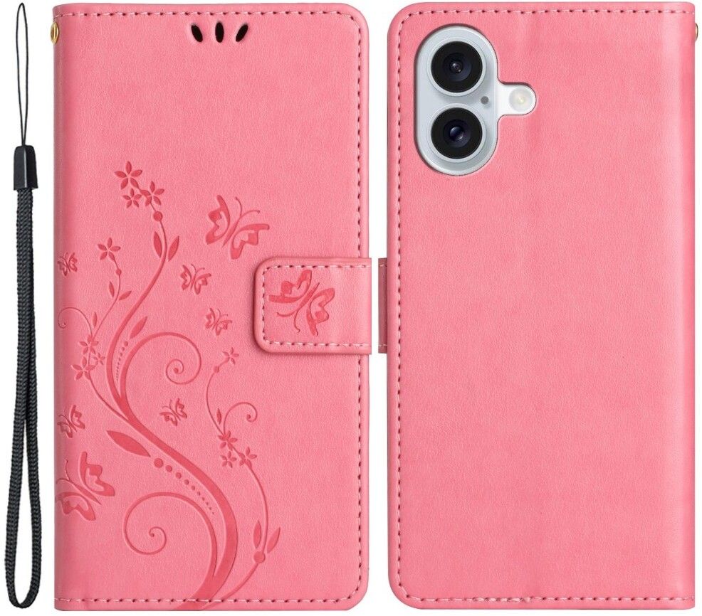 Trolsk Imprint Flower Wallet (iPhone 16 Plus) - Rosa