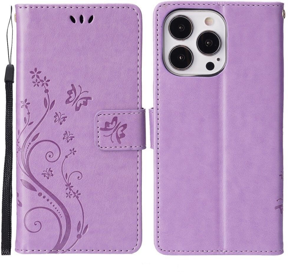 Trolsk Imprint Flower Wallet (iPhone 16 Pro) - Lila