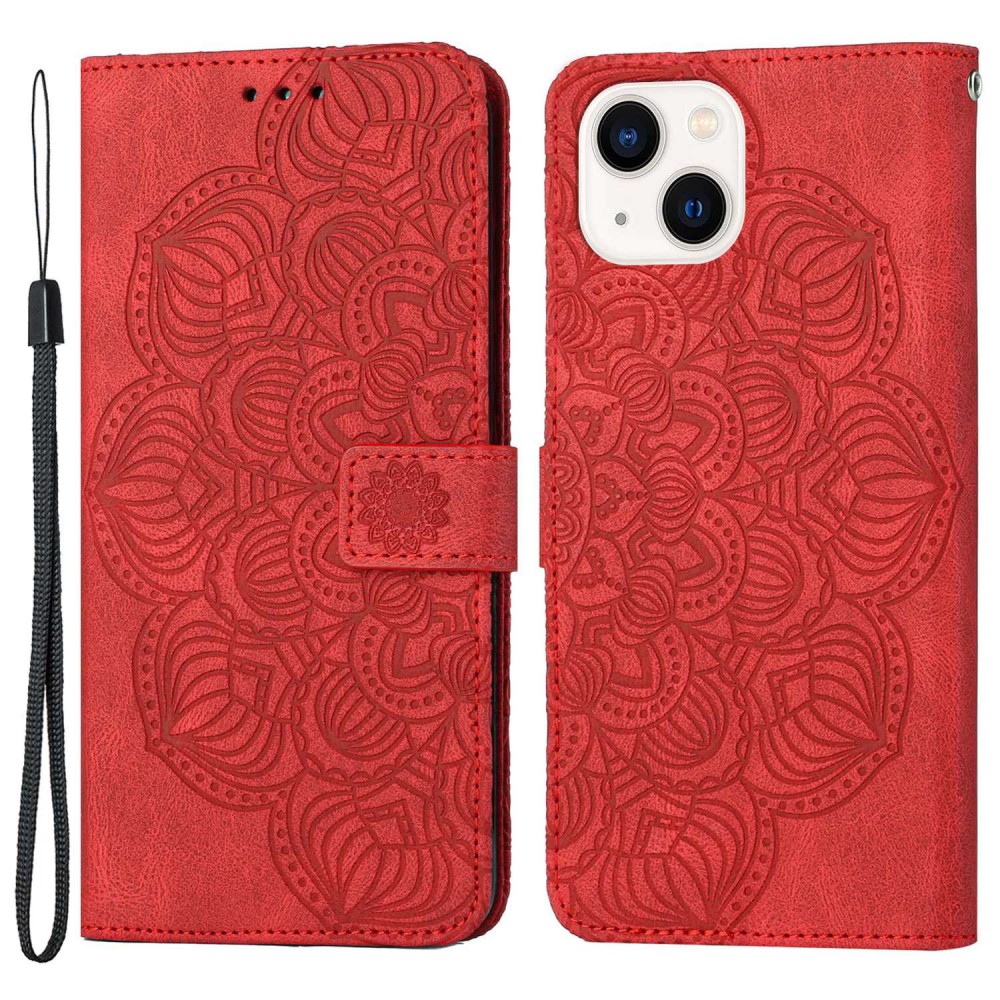 Trolsk Imprint Mandala Flower Wallet (iPhone 14) - Rød