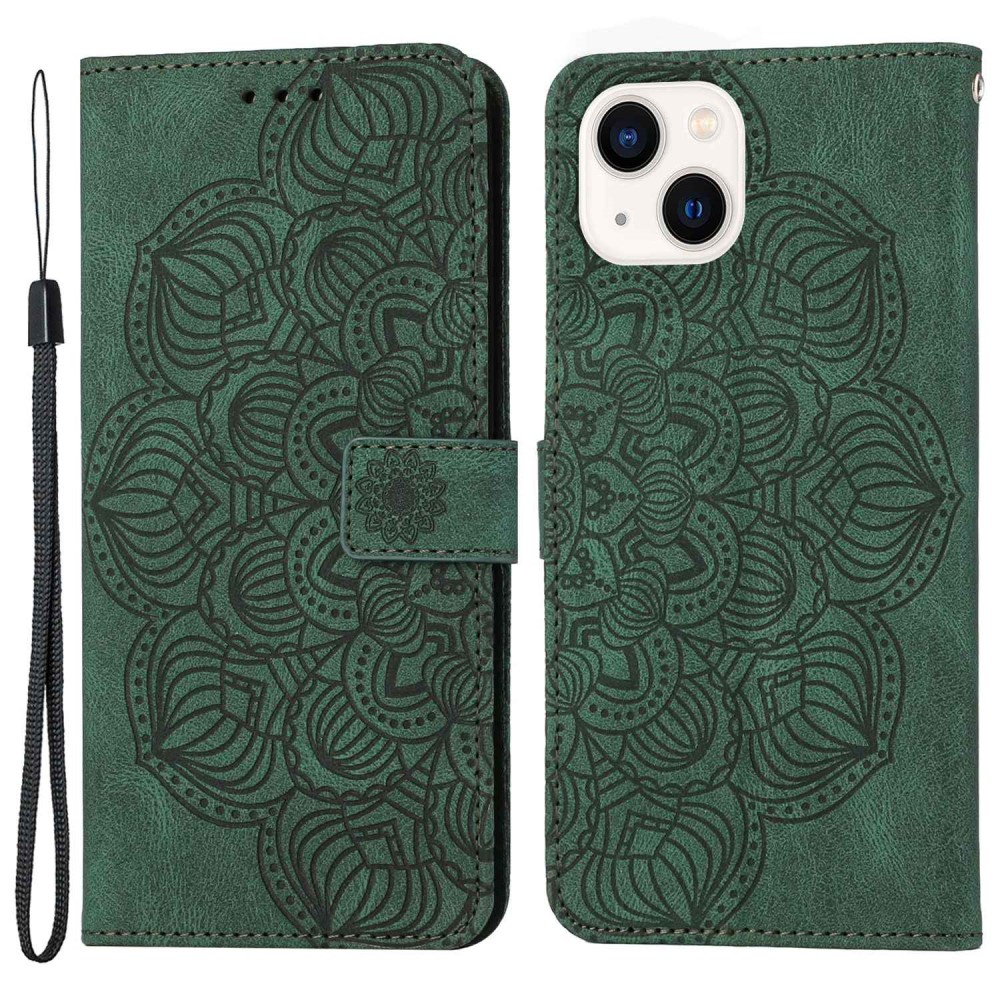 Trolsk Imprint Mandala Flower Wallet (iPhone 14 Plus) - Grønn