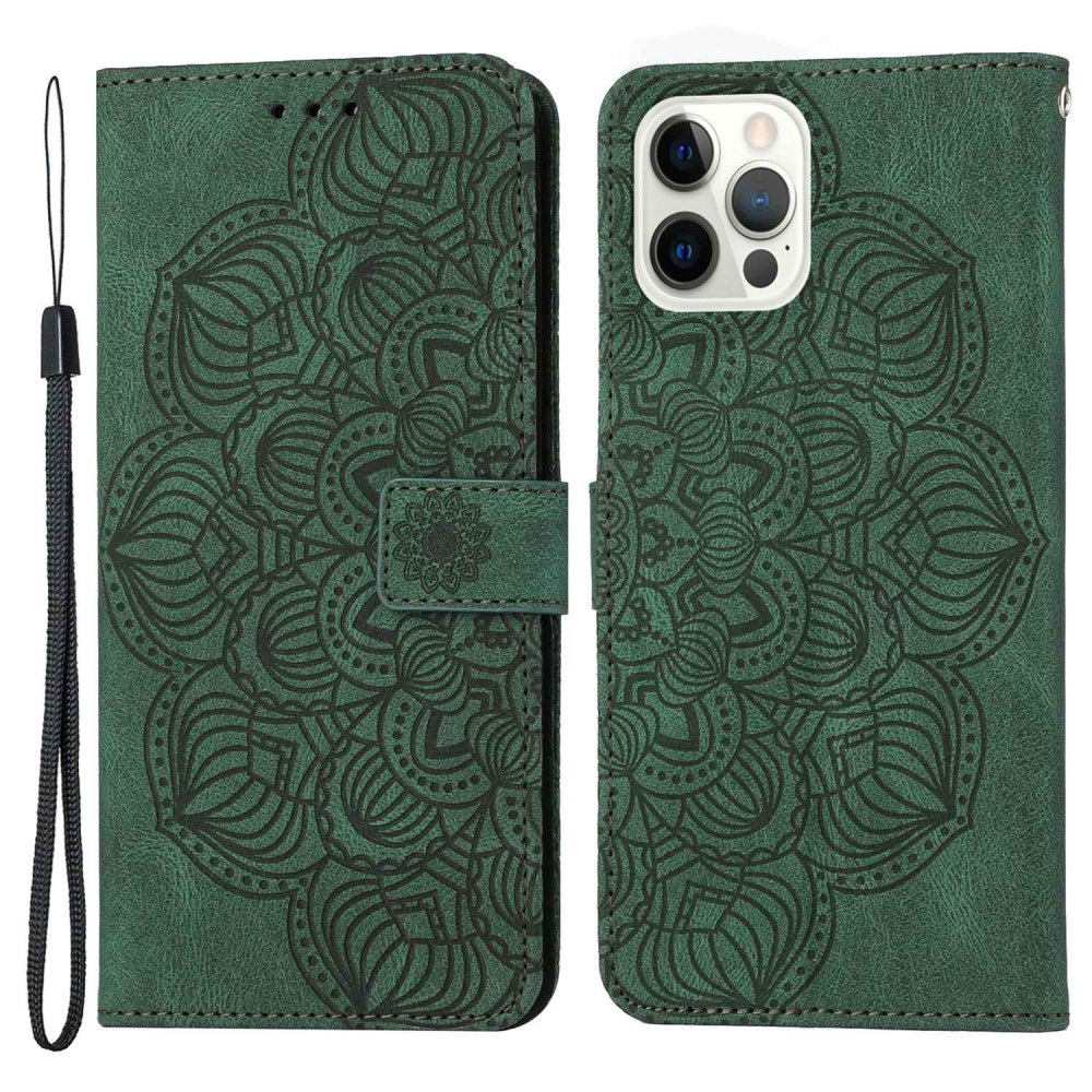 Trolsk Imprint Mandala Flower Wallet (iPhone 14 Pro Max) - Grønn