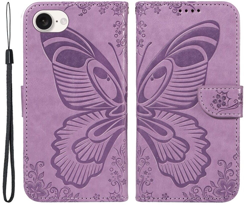 Trolsk Imprint Sweet Butterfly Wallet (iPhone 16e) - Lila