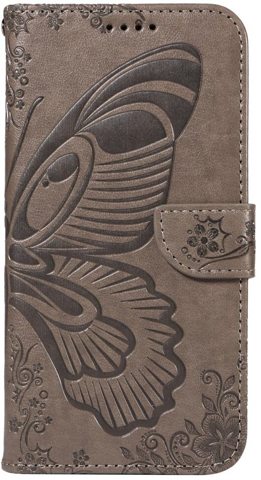 Trolsk Imprint Sweet Butterfly Wallet (iPhone 16e) - Grå-brun