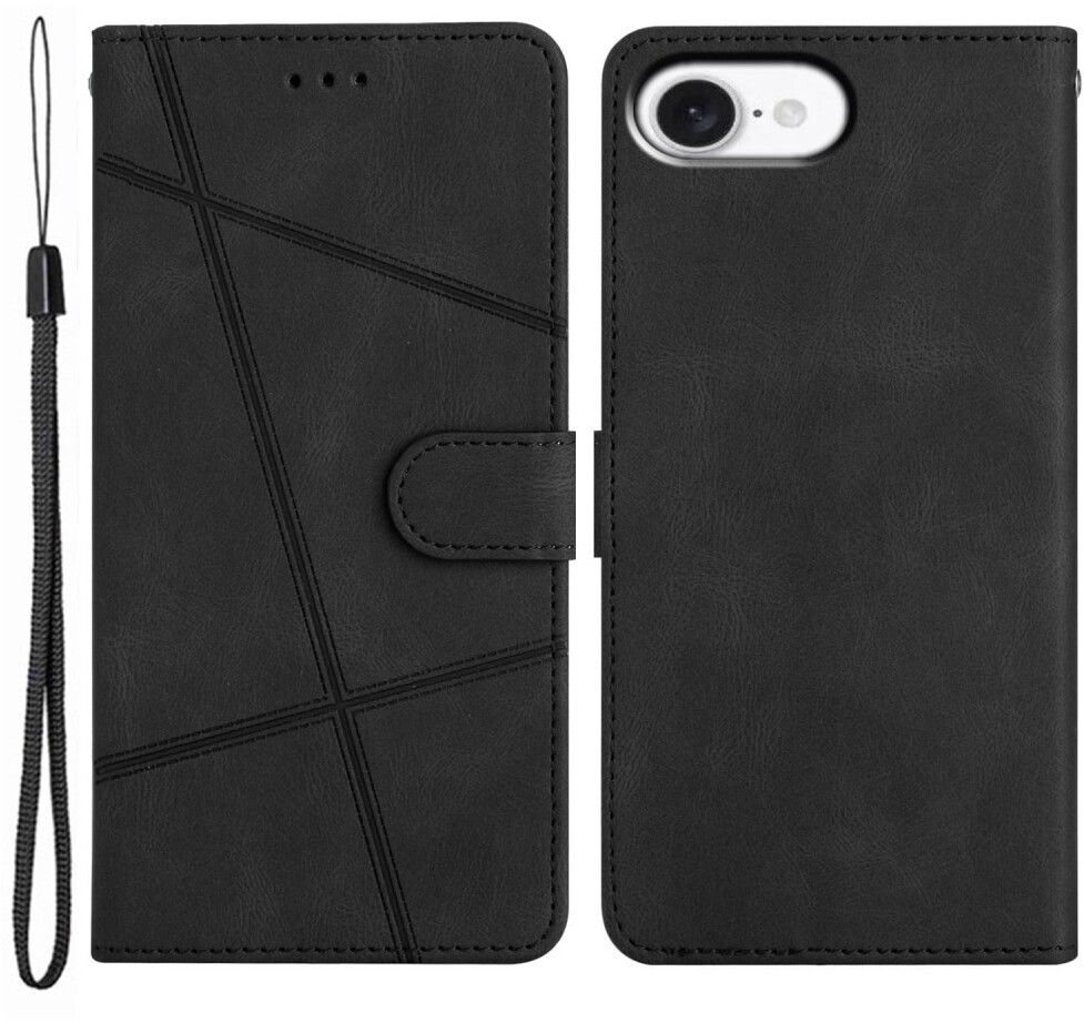 Trolsk Imprinted Line Wallet (iPhone 16e) - Svart