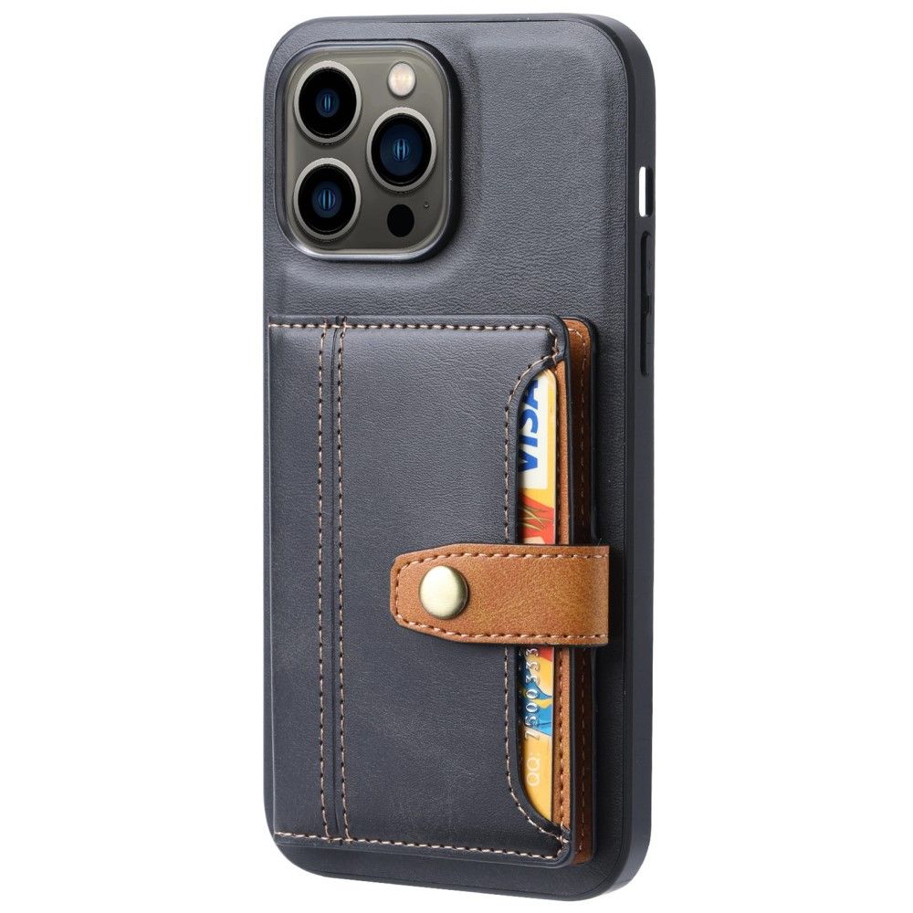 Trolsk Leather Wallet & Stand Case (iPhone 14 Pro) - Svart