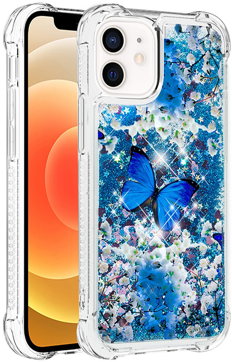 Trolsk Liquid Glitter -deksel - Butterfly (iPhone 12/12 Pro)
