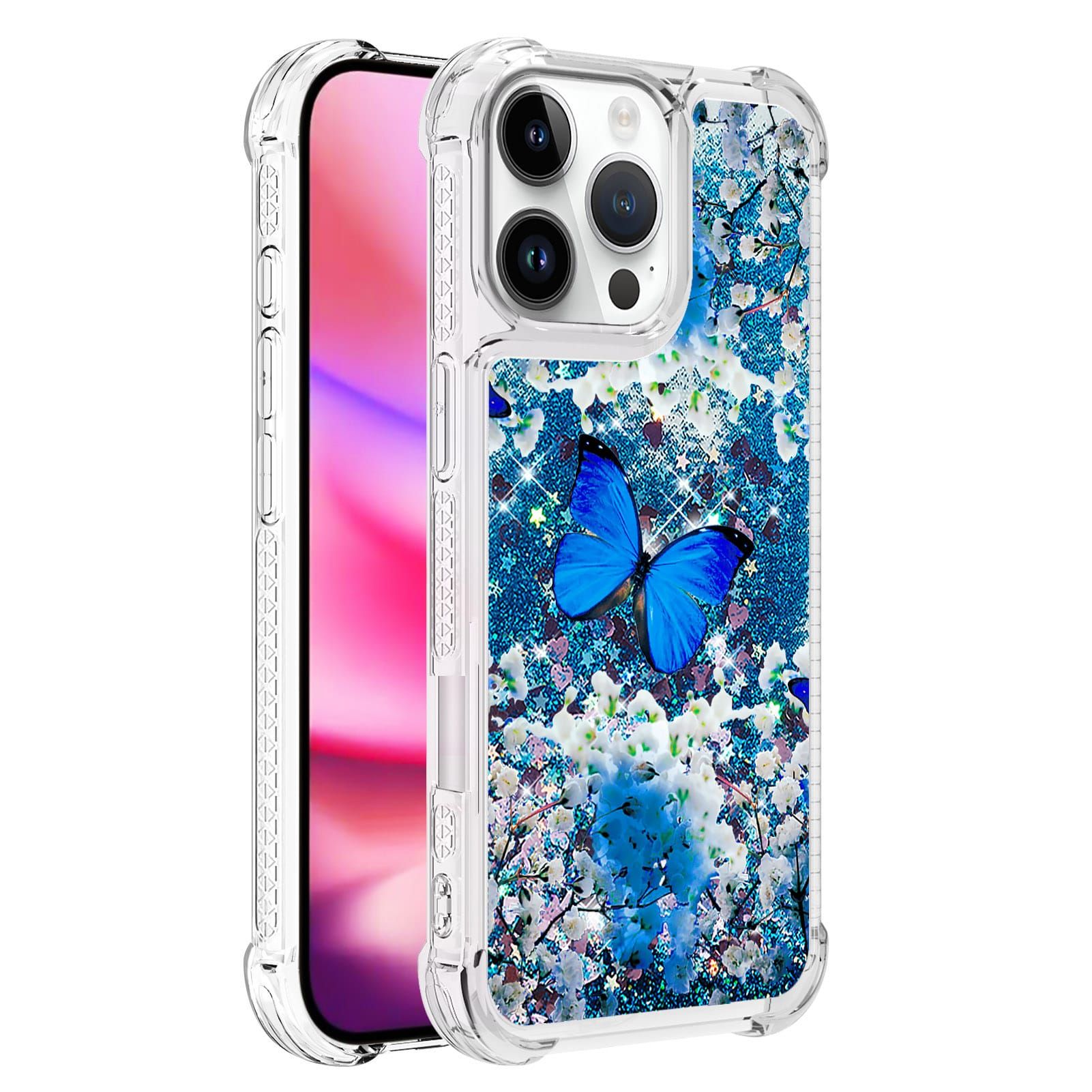 Trolsk Liquid Glitter Deksel - Butterfly (iPhone 16 Pro)