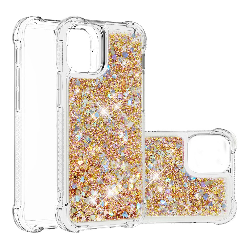Trolsk Liquid Glitter Deksel - Hearts (iPhone 13 Pro)