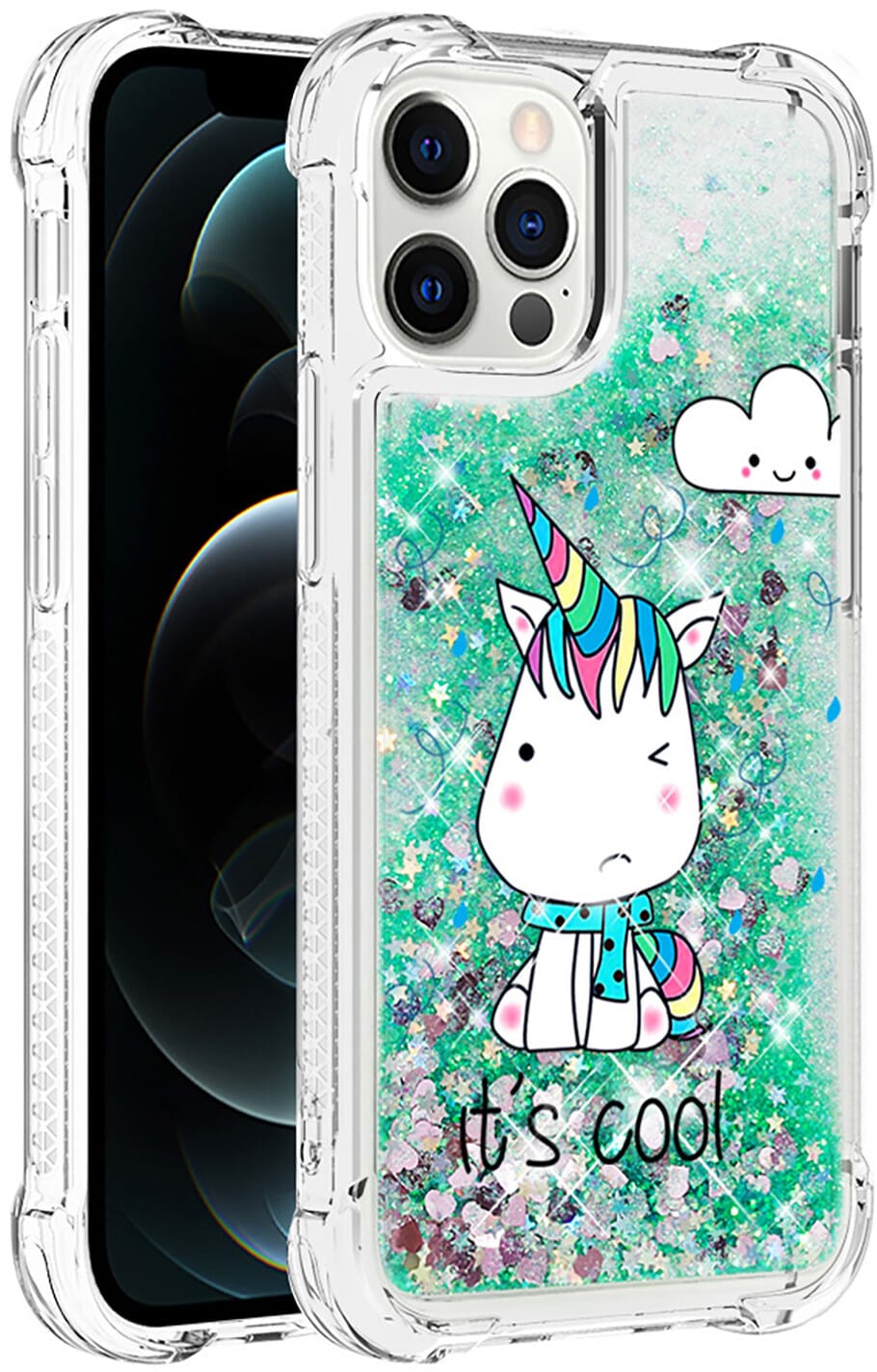 Trolsk Liquid Glitter-deksel - Det er kult (iPhone 12/12 Pro)