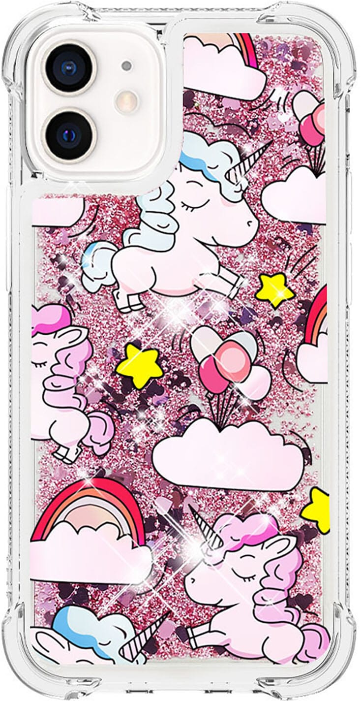 Trolsk Liquid Glitter -deksel - Unicorn (iPhone 12/12 Pro)