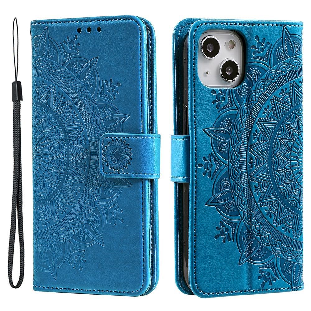 Trolsk Mandala Wallet with Strap (iPhone 15 Plus) - Blå