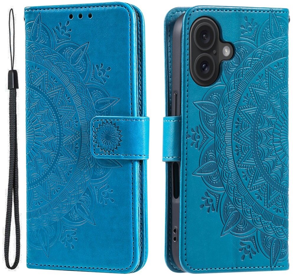 Trolsk Mandala Wallet with Strap (iPhone 16) - Blå