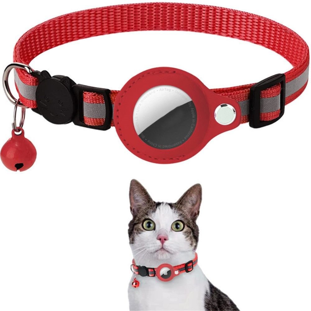 Trolsk Pet Collar (AirTag) - halsbånd til Airtag - Röd