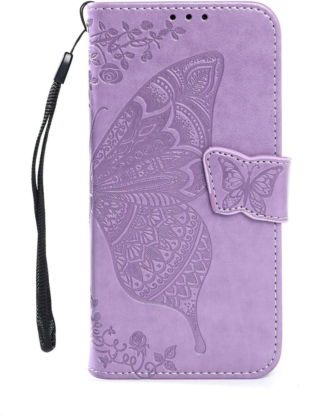 Trolsk Wallet-deksel med Butterfly (iPhone 16) - Lys lilla