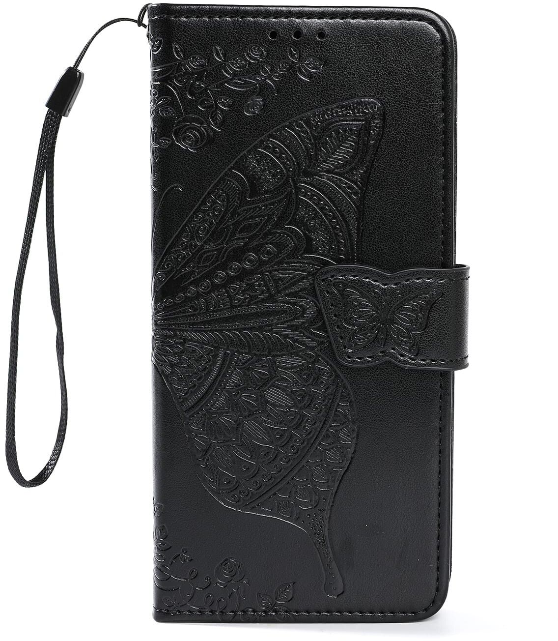 Trolsk Wallet-deksel med Butterfly (iPhone 16 Pro) - Svart