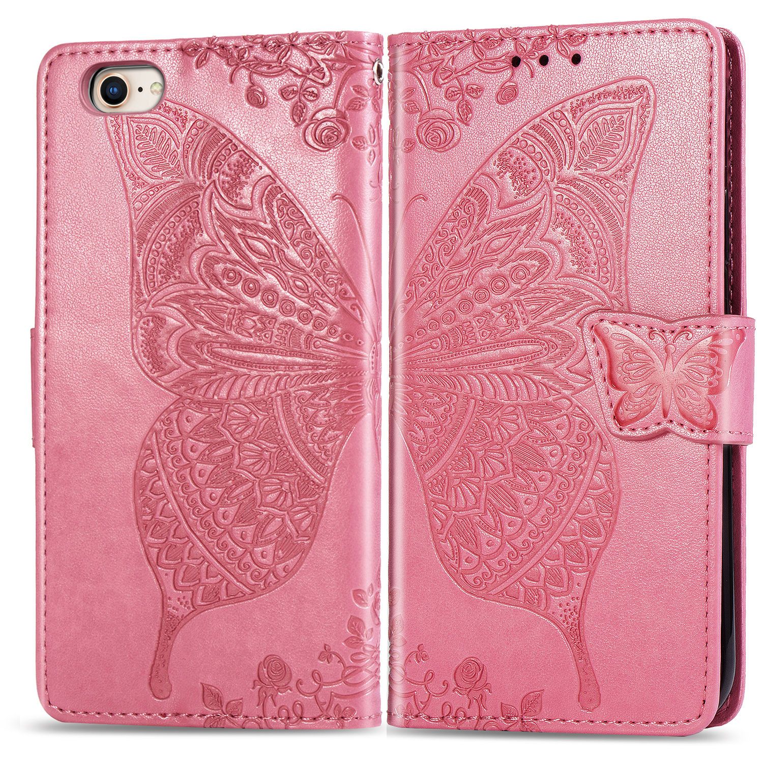 Trolsk Wallet-deksel med Butterfly (iPhone SE3 /SE2/8/7) - Rosa