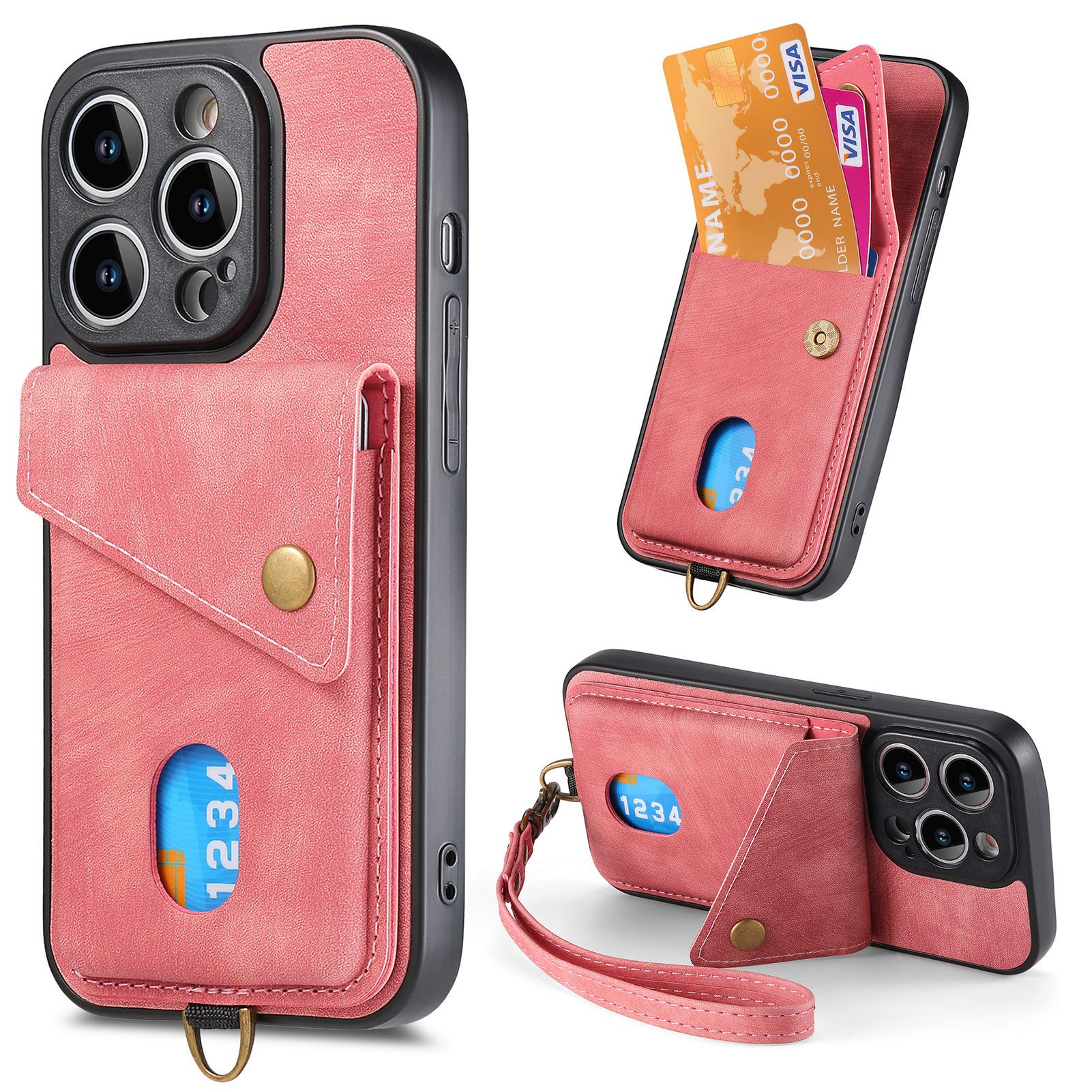 Trolsk lommebokveske med håndstropp (iPhone 14) - Rosa