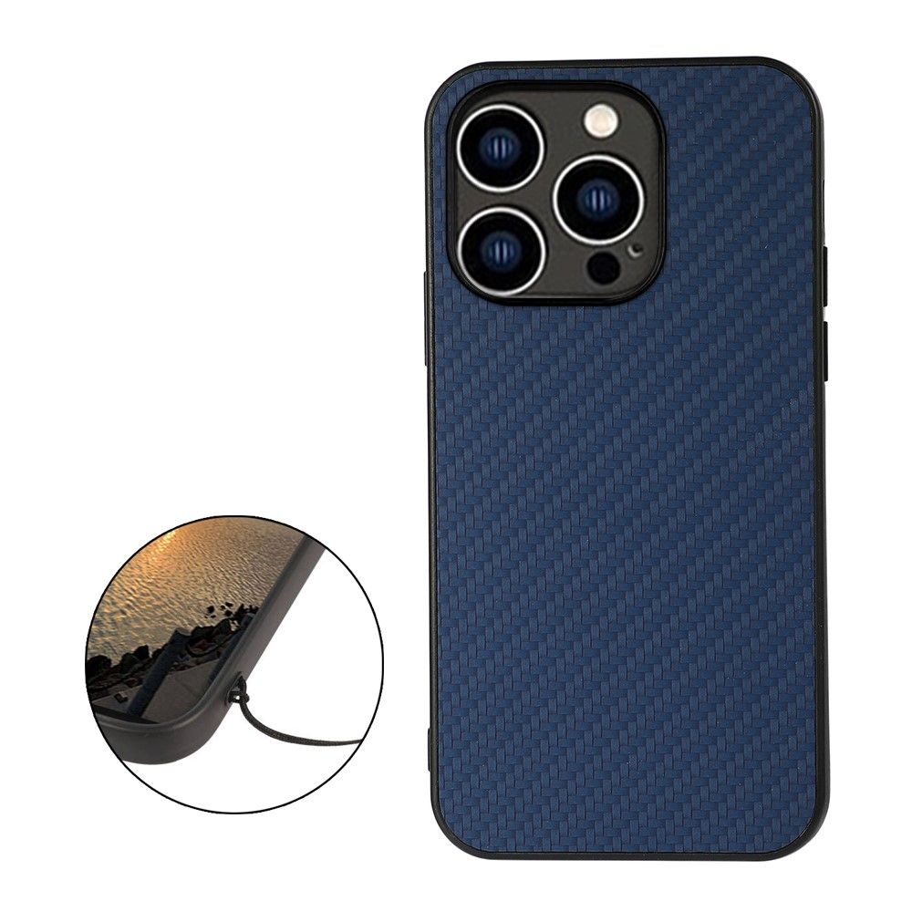 Trolsk Thin Carbon Fiber-deksel (iPhone 15 Pro Max) - Blå