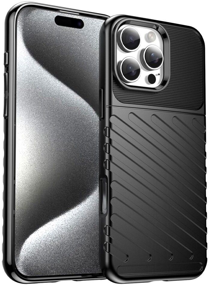 Trolsk Thunder-deksel (iPhone 16 Pro Max) - Svart