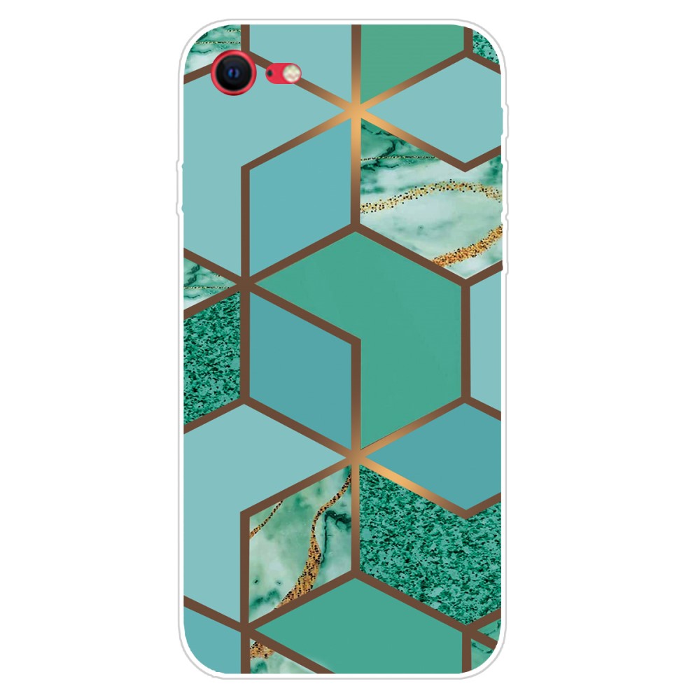 Trolsk TPU bakdeksel - marmor (iPhone SE3/SE2/8/7) - Turkis