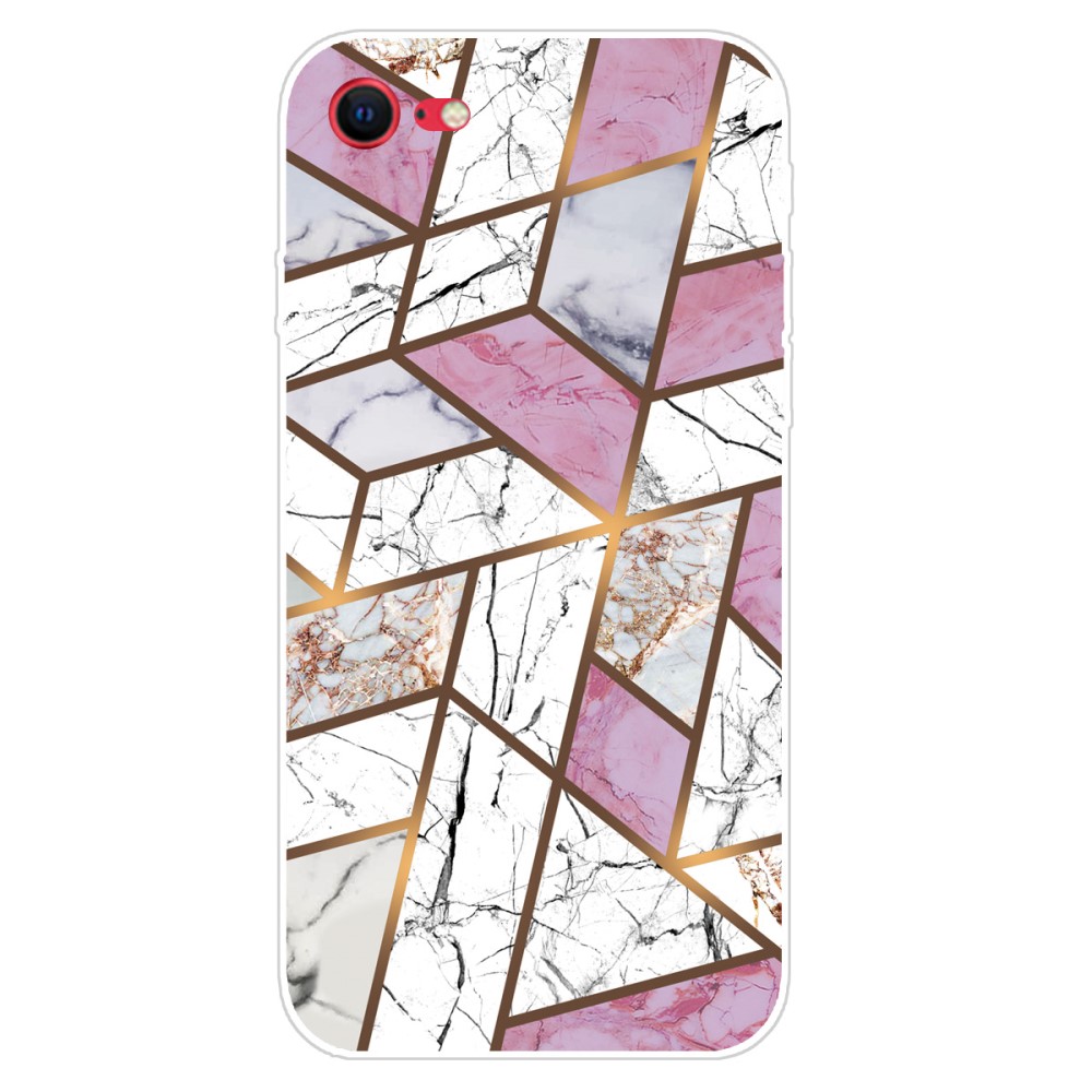 Trolsk TPU bakdeksel - marmor (iPhone SE3/SE2/8/7) - Hvit/rosa