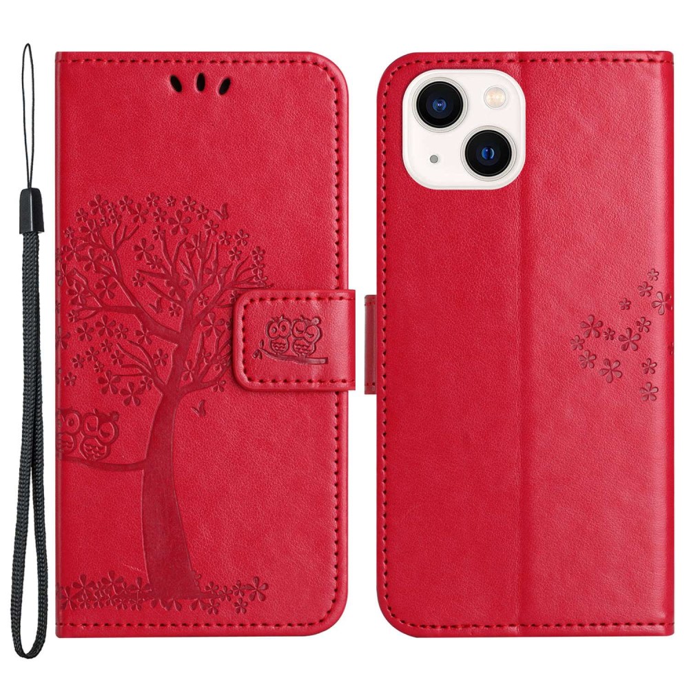 Trolsk Tree and Owl Wallet (iPhone 14) - Rød