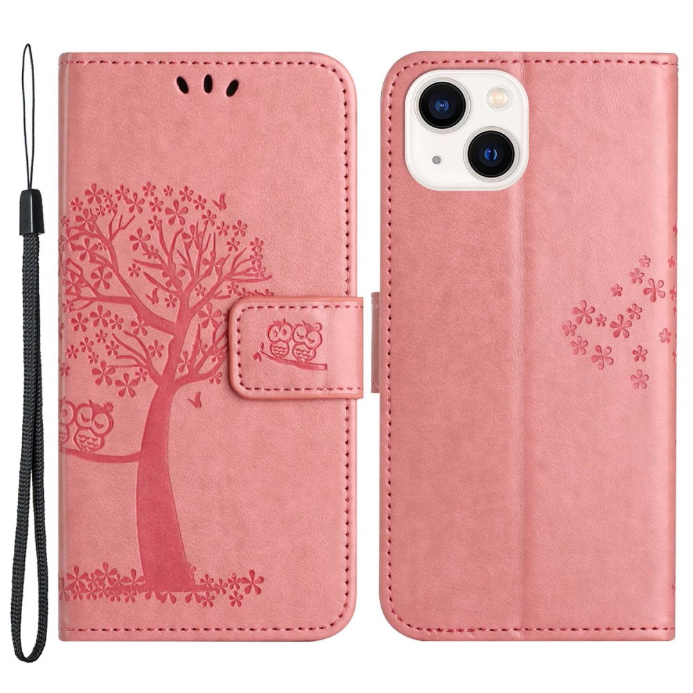Trolsk Tree and Owl Wallet (iPhone 14) - Rosa