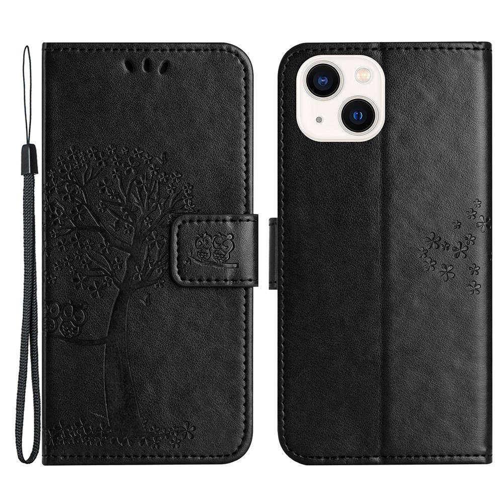 Trolsk Tree and Owl Wallet (iPhone 14 Plus) - Svart
