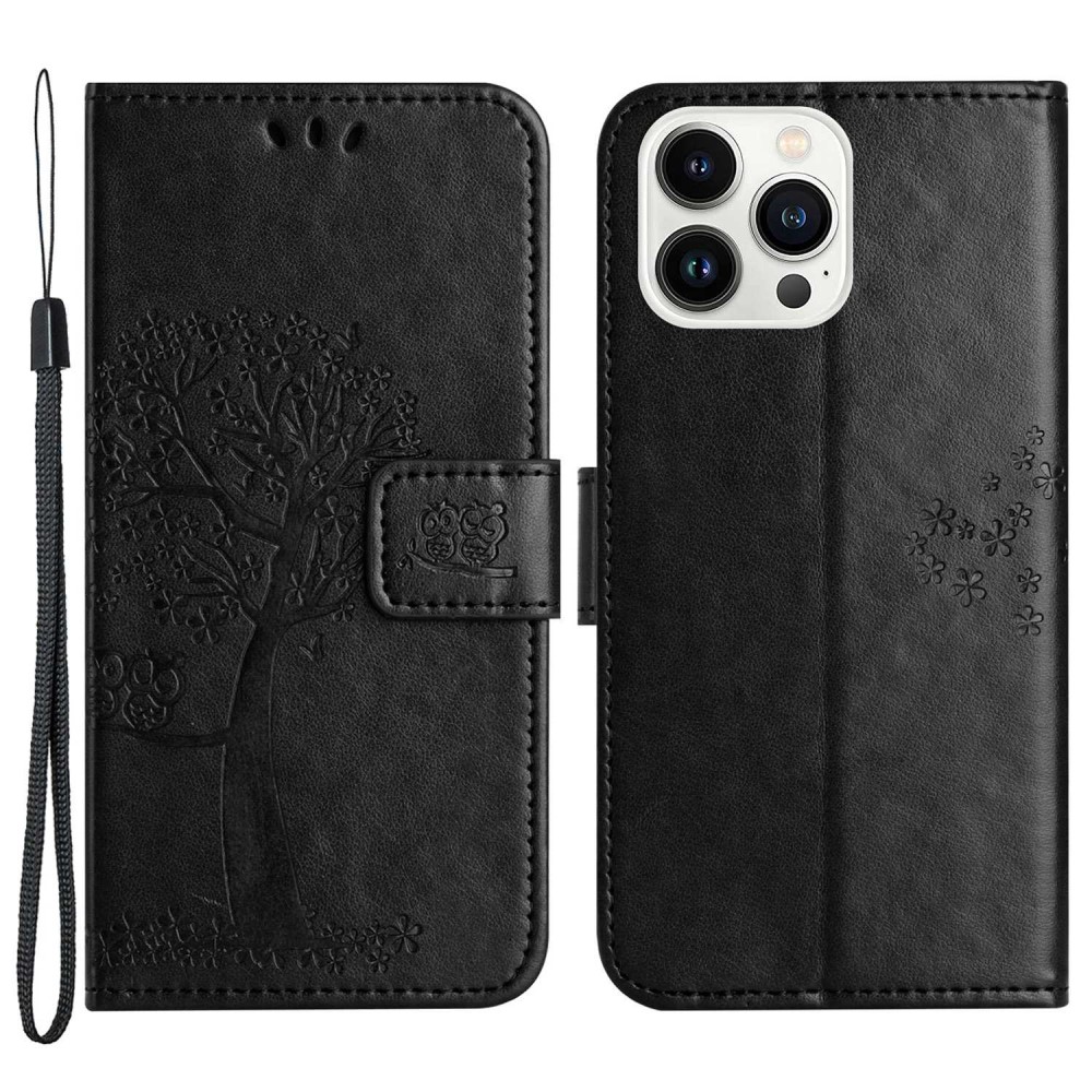 Trolsk Tree and Owl Wallet (iPhone 14 Pro Max) - Svart