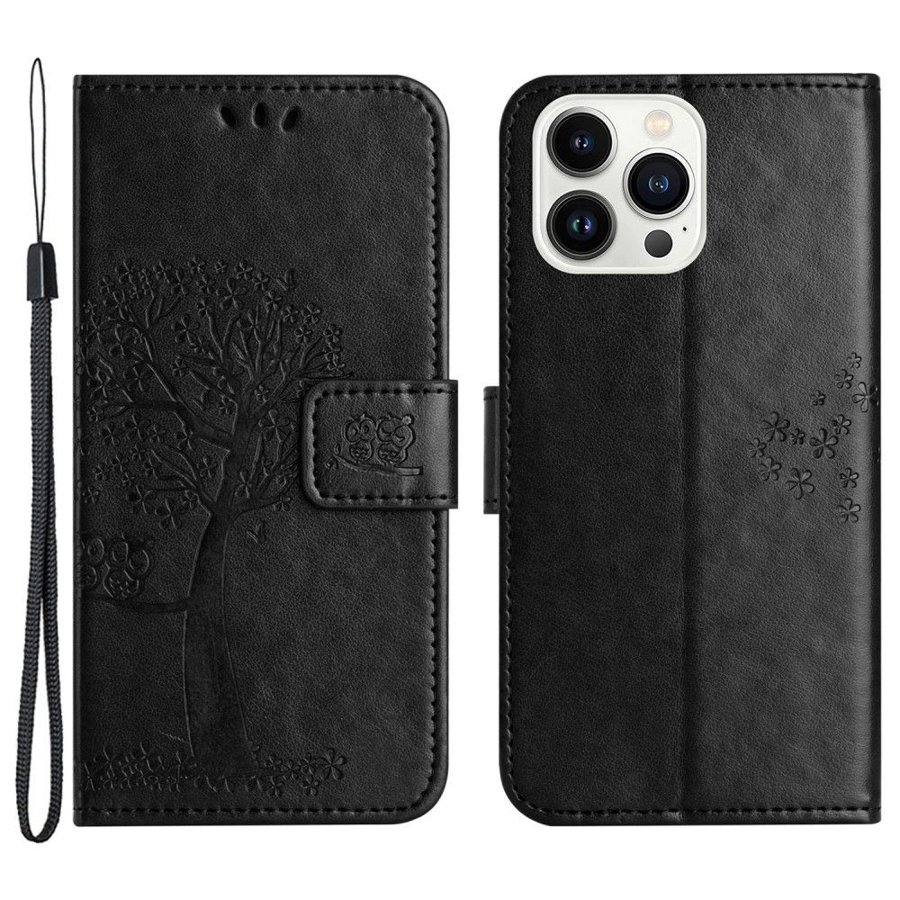 Trolsk Tree and Owl Wallet (iPhone 15 Pro) - Svart
