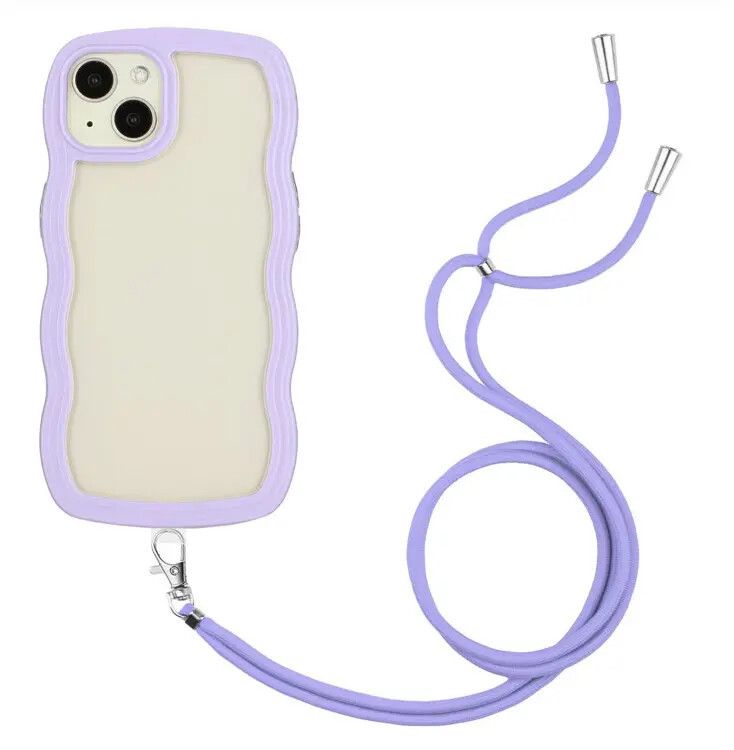 Trolsk Wave-deksel med snor (iPhone 15) - Lila