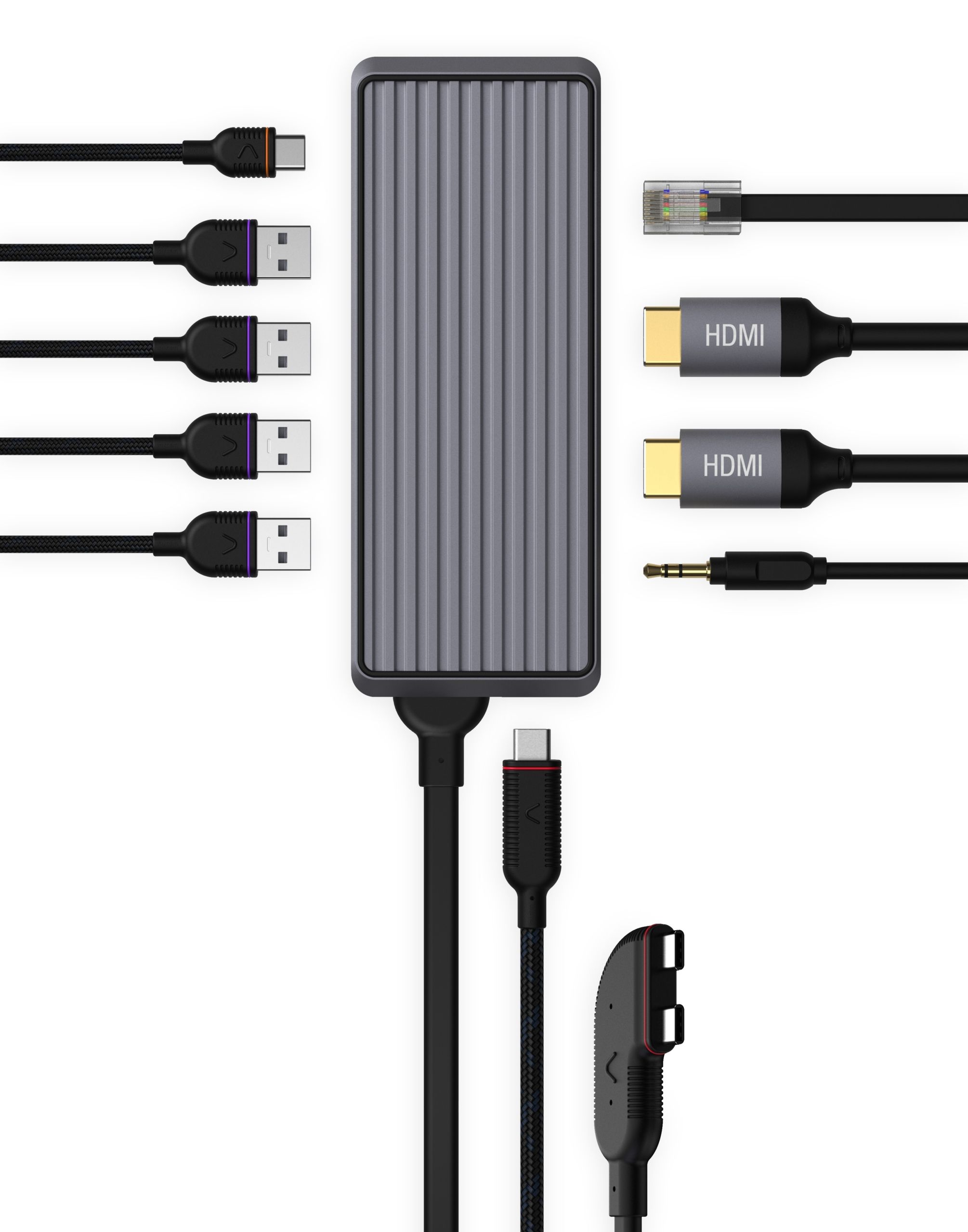 Unisynk USB-C 1 til 10 Dual Screen Hub for Mac - Grå