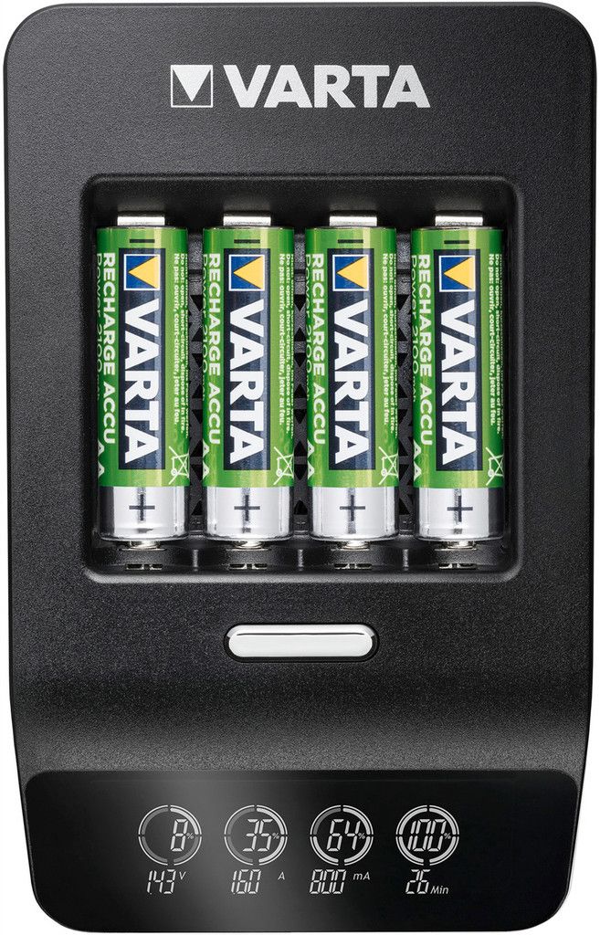 Varta LCD ULTRA FAST CHARGER+ - 0,25 t batterilader - (for 4xAA/AAA) + AC-strømadapter + bilstrømadapter 4 x AA-type - NiMH - 2100 mAh