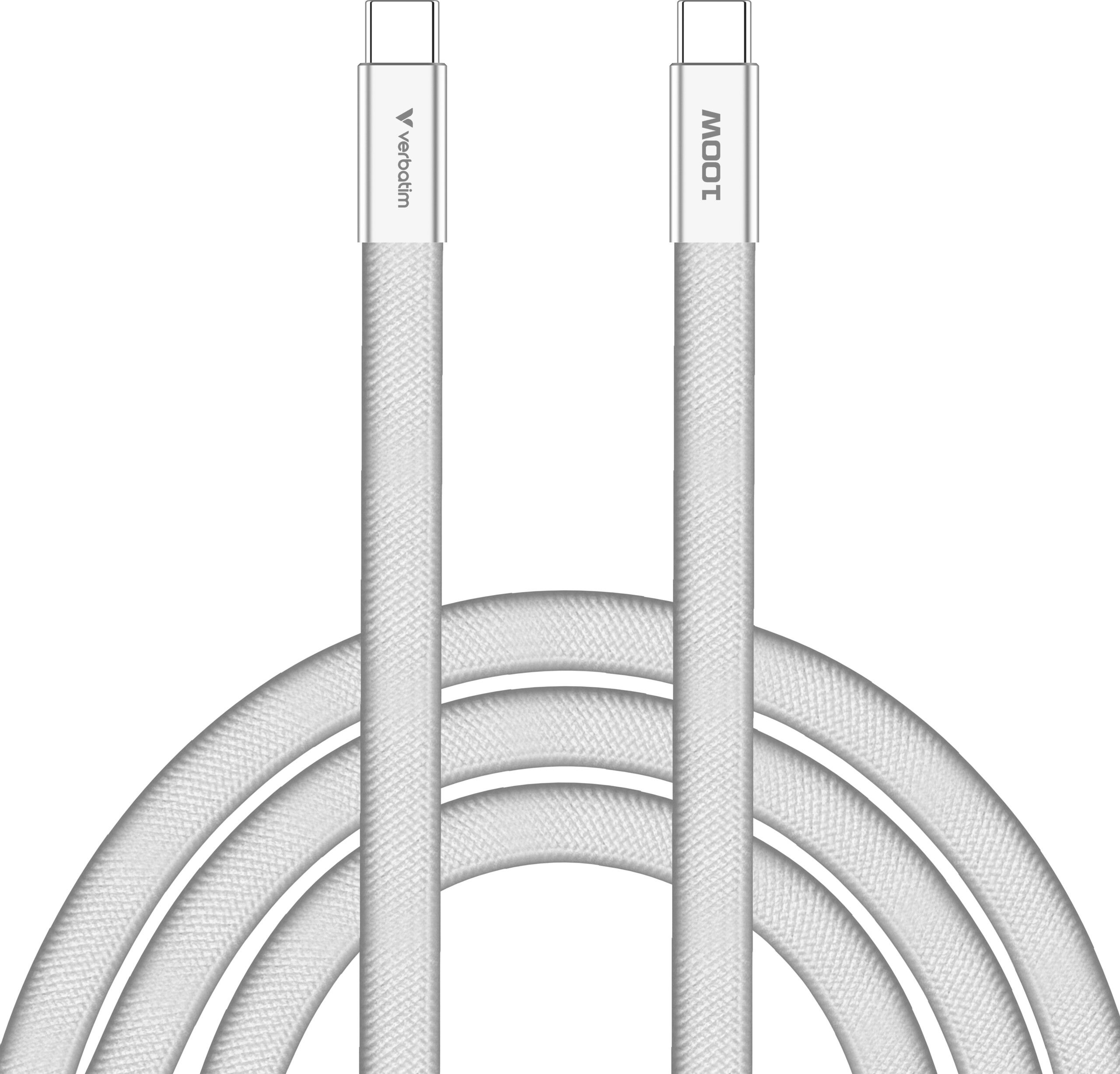 Verbatim Sync & Charge SoftTouch USB-C To USB-C Cable 100W - Vit