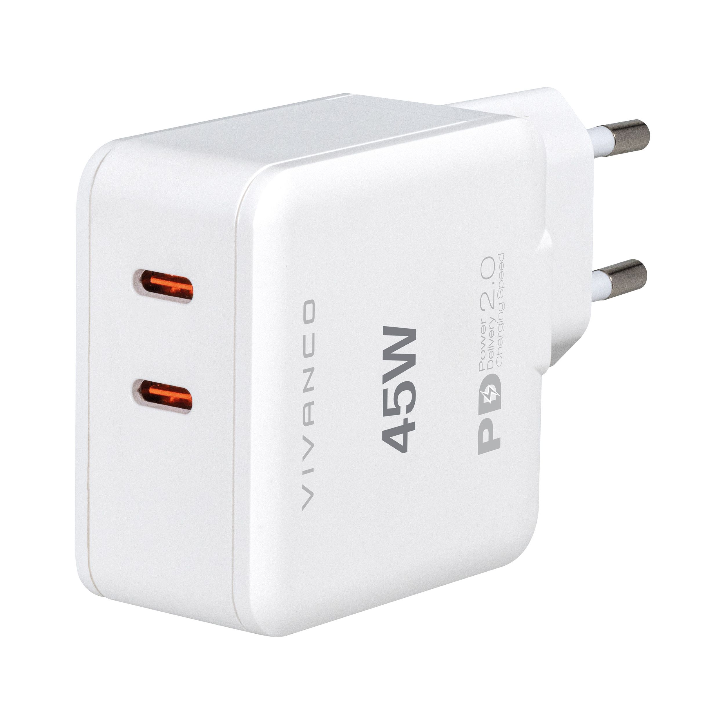 Vivanco Super Fast 45W Dual Home Charger White