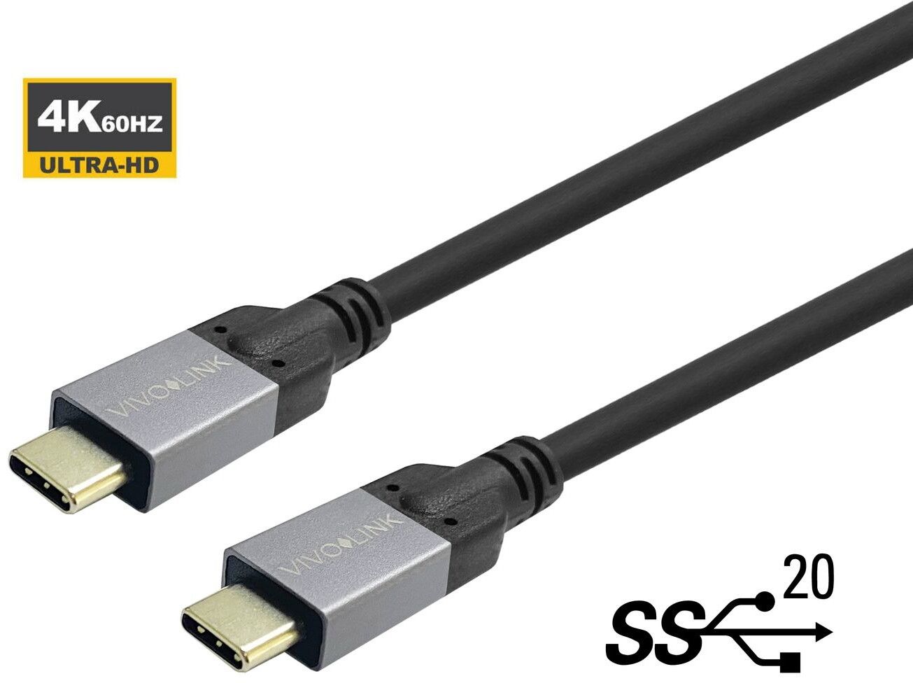 Vivolink USB-C til USB-C-kabel - bildekabel - usb-c - 4 meter
