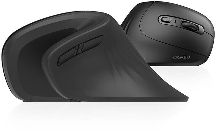 Dareu Magic Hand mouse Right-hand RF Wireless + Bluetooth Optical 1600 DPI - Vertical mouse - 6 - Svart